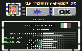 G.P. Tennis Manager screenshot 3 for Commodore 64